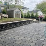 paving patio installation interlocking paver patio paving installation with retaining wall