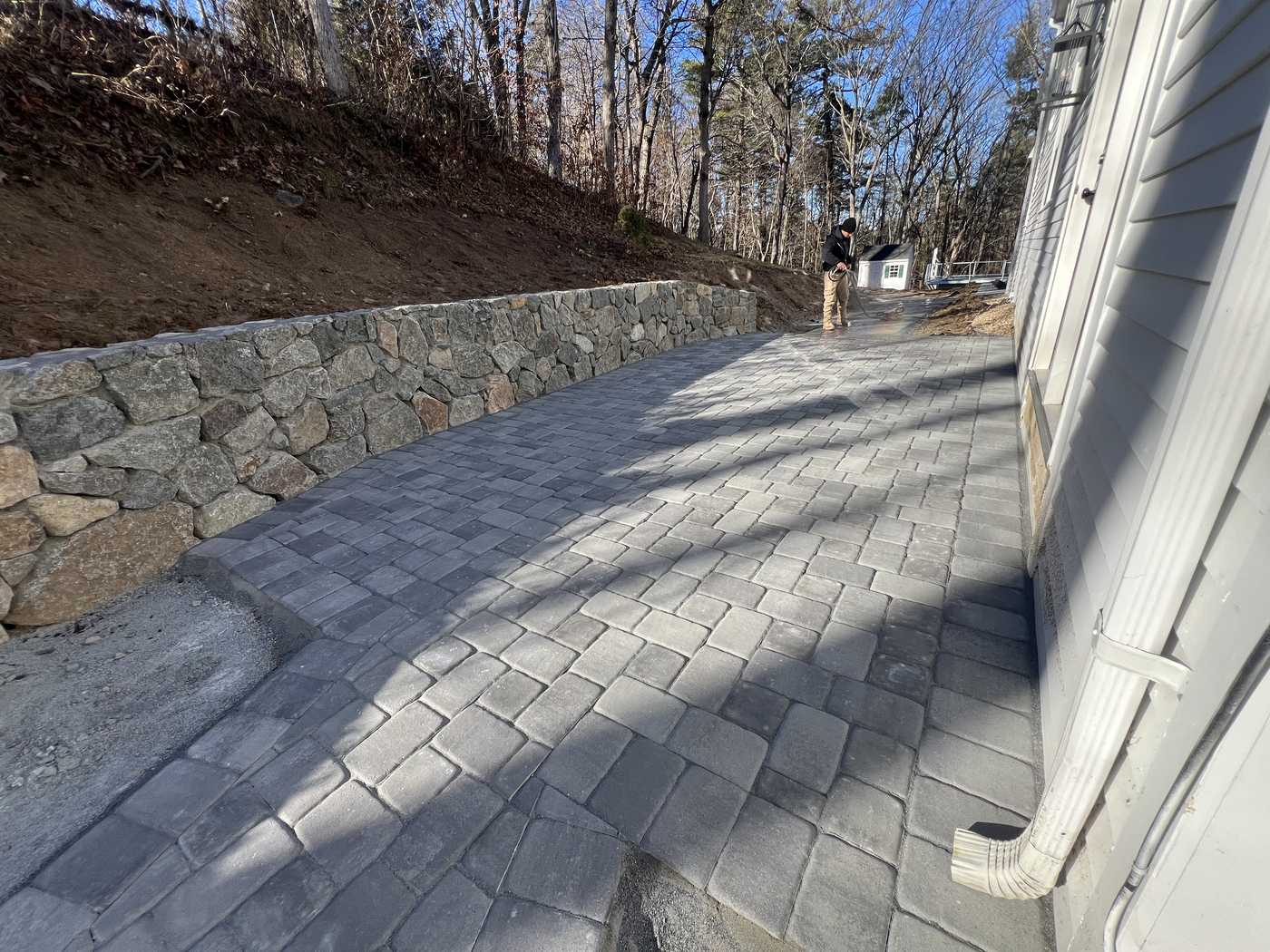 concrete walkway paving Asphalt paving project in Watertown, MA by MDZ Crew