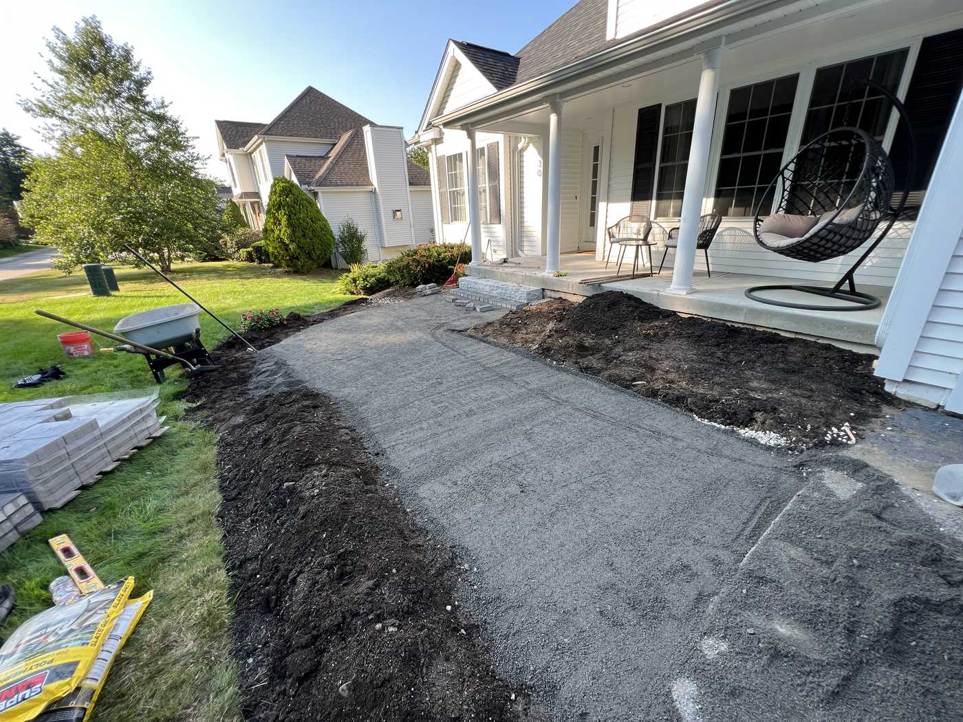 driveway paving finished MDZ Crew driveway installation near West Roxbury MA