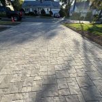 interlocking paver driveway landscaping danvers ma Interlocking paver driveway with landscaped planting beds and lawn in Massachusetts